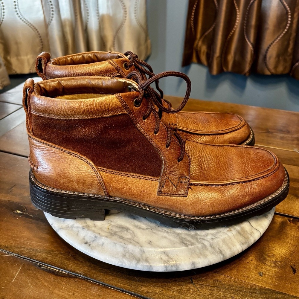 NUNN BUSH Chukka Moc Toe Lace Ankle Boots Men Sz 9‎ Brown Leather Suede Comfort